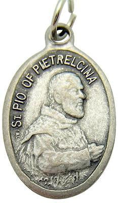 MRT St Padre Pio Medal Catholic Saint Pendant Gift Silver Tone Metal 3/4" Italy