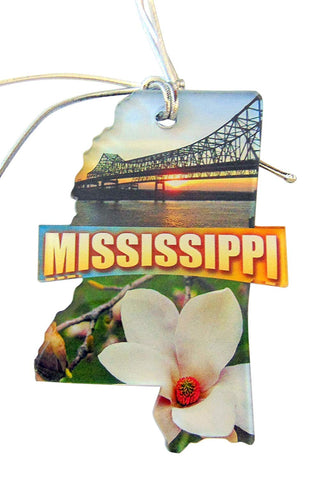 Mississippi Christmas Ornament Acrylic State Shaped Decoration Boxed Gift Made in The USA