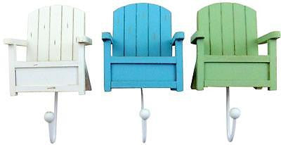 Set of 3 Towel Hooks Beach Chair Design Wooden Handmade 4.5" Nautical Decor
