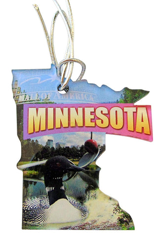 Minnesota Christmas Ornament Acrylic State Shaped Decoration Boxed Gift Made in The USA