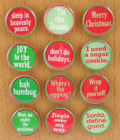 Christmas Magnet with Quotes Holiday Sayings Decorative Gift Pack with 12 Magnets