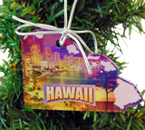 Hawaii Christmas Ornament Acrylic State Shaped Decoration Boxed Gift Made in The USA