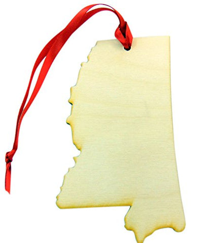 Mississippi Wooden Christmas State Map Ornament Boxed Gift Handmade in The U.S.A.