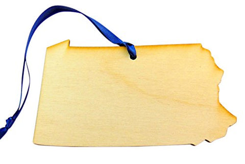 Pennsylvania Wooden State Map Christmas Ornament Boxed Gift Handmade in The U.S.A.