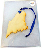 Maine Wooden State Map Christmas Ornament Boxed Gift Handmade in the U.S.A.