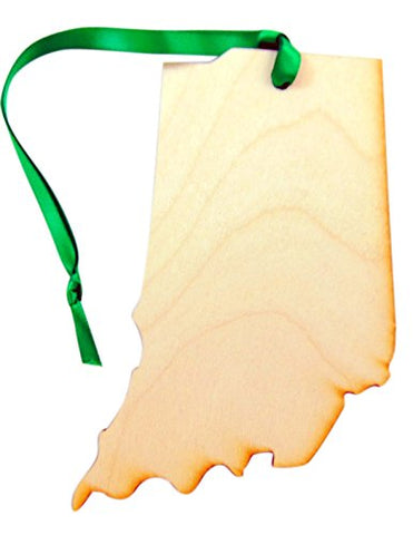 Indiana Wooden Christmas Ornament State Map Boxed Gift Handmade in the U.S.A.