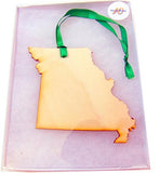 Missouri Wooden State Map Christmas Ornament Boxed Gift Handmade in the U.S.A.