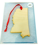 Mississippi Wooden Christmas State Map Ornament Boxed Gift Handmade in The U.S.A.