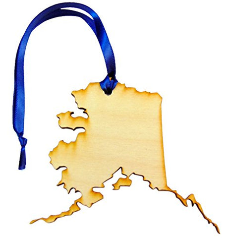 Alaska Wooden Christmas Ornament Boxed State Map Gift Handmade in The U.S.A.