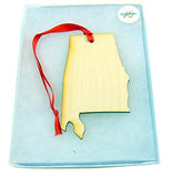 Alabama Wooden State Map Christmas Ornament Boxed Gift Handmade in The U.S.A.
