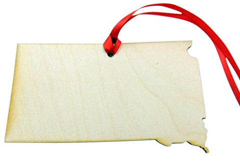 South Dakota Wooden State Map Christmas Ornament Boxed Gift Handmade in the U.S.A.
