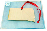 South Dakota Wooden State Map Christmas Ornament Boxed Gift Handmade in the U.S.A.