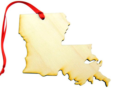 Louisiana Wooden Christmas Ornament State Map Boxed Gift Handmade in The U.S.A.