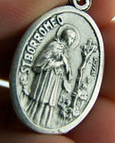 1" Saint St. Borromeo Medal Silver Tone Metal Gift from Italy