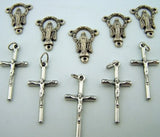 Crucifix Miraculous Mary Cross Rosary Silver Tone Metal Gift Lot of 10