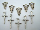 Crucifix Miraculous Mary Cross Rosary Silver Tone Metal Gift Lot of 10