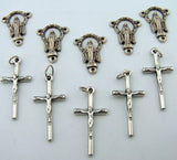 Crucifix Miraculous Mary Cross Rosary Silver Tone Metal Gift Lot of 10