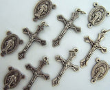 Cross Crucifix Miraculous Mary Rosary Silver Tone Medal 10 Piece Set