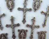 Cross Crucifix Miraculous Mary Rosary Silver Tone Medal 10 Piece Set