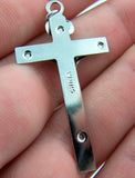 Crucifix Cross Jesus Christ Rosary Part Silver Tone Metal
