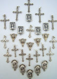 Crucifix Mary Cross Rosary Center Piece Silver Tone Metal Lot of 30