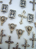 Crucifix Mary Cross Rosary Center Piece Silver Tone Metal Lot of 30