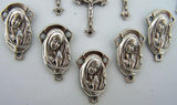 Crucifix Mary Cross Rosary Center Piece Silver Tone Metal Lot of 30
