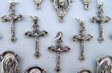 Crucifix Mary Cross Rosary Center Piece Silver Tone Metal Lot of 30