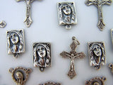 Crucifix Mary Cross Rosary Center Piece Silver Tone Metal Lot of 30