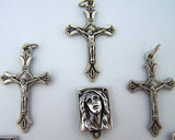 Crucifix Mary Cross Rosary Center Piece Silver Tone Metal Lot of 30