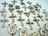 Crucifix Mary Cross Rosary Center Piece Silver Tone Metal Lot of 30