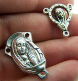 Crucifix Mary Cross Rosary Center Piece Silver Tone Metal Lot of 30