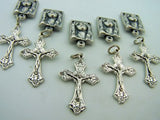 Crucifix Cross Rosary Center Piece Parts Silver Lot 10