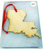 Louisiana Wooden Christmas Ornament State Map Boxed Gift Handmade in The U.S.A.