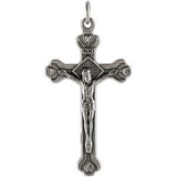 Crucifix Catholic Cross Pendant Sterling Silver Medal  W Jump Ring 1 1/2"