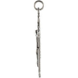 Crucifix Catholic Cross Pendant Sterling Silver Medal  W Jump Ring 1 1/2"