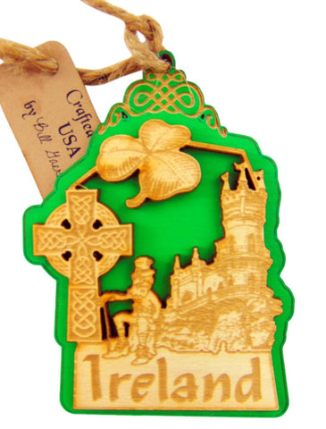 Ireland Ornament Wooden Irish Christmas Tree Decoration Gift Boxed Handmade in The USA