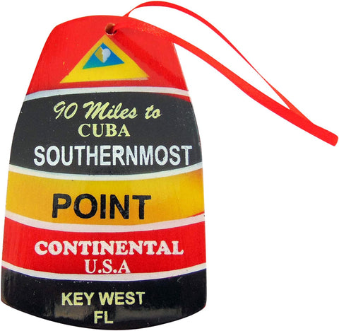 Southernmost Point Buoy Replica Ornament Wooden Key West Christmas Tree Decoration, 4 inch