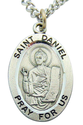Saint Daniel Pewter Medal 1" Pendant on 24" Endless Stainless Steel Chain
