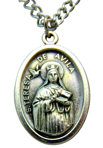 St Teresa De Avila Medal 3/4"L with 24" Endless Stainless Steel Chain