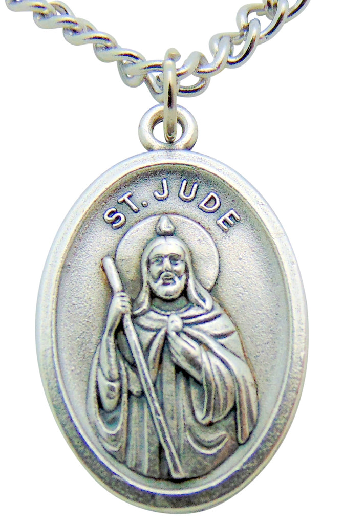 St Jude Medal 3/4"L w/ 24" Endless Stainless Steel Chain Made in Italy ...