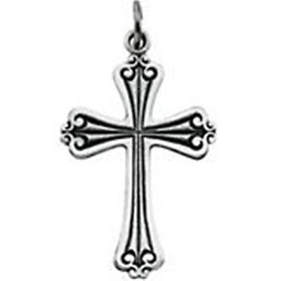 Sterling Silver Polished Cross Pendant Jewelry Religious Charm 1 1/4" x 3/4" New