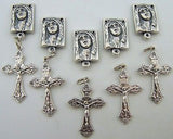 Crucifix Cross Rosary Center Piece Parts Silver Lot 10