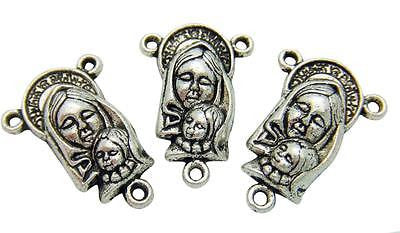 3 Lot Madonna & Child Rosary Center Silver Plate Centerpiece Caholic Gift 1"