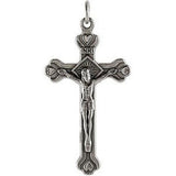 Crucifix Catholic Cross Pendant Sterling Silver Medal  W Jump Ring 1 1/2"
