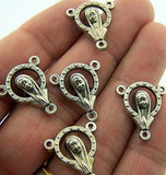 Mary with Stars Rosary Parts Centerpiece Silver Gilded Set of 5 from Italy
