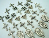 Crucifix Mary Cross Rosary Center Piece Silver Tone Metal Lot of 30