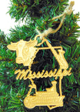 Mississippi Wooden Christmas Ornament State Boxed Decoration Made in the USA