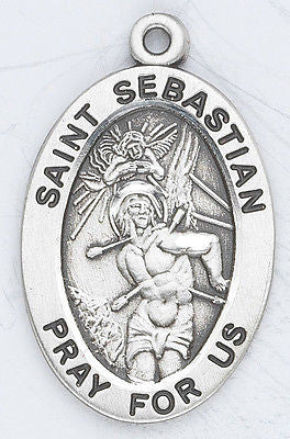 .925 Sterling Silver Oval St Sebastian Medal Patron Of Athletes & Spor ...