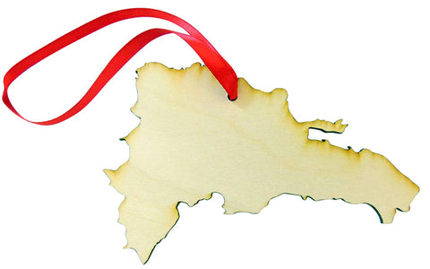 Dominican Republic Wooden Christmas Ornament Boxed Wood Decoration de la República Dominicana Made in the USA